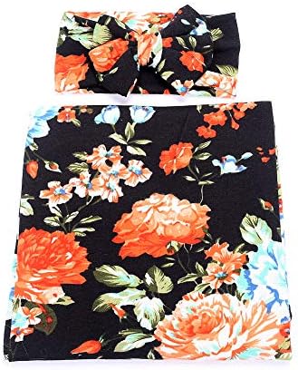 3 sets Nerborn recebendo cobertor e faixa de cabeça impressão de flor Principal Baby Swaddle Wrap Floral Baby Cobertors para