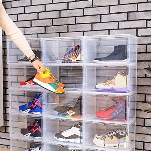 Caixa de sapatos de plástico transparente de Walnuta com fechamento magnético de fechamento de armazenamento empilhável Coleção de organizadores de sapatos Display para homens mulheres