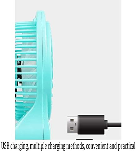Fã portátil Htllt Pequeno ventilador recarregável na mesa de mesa com USB pequeno doméstico portátil portátil grande fã de fã de fã, azul