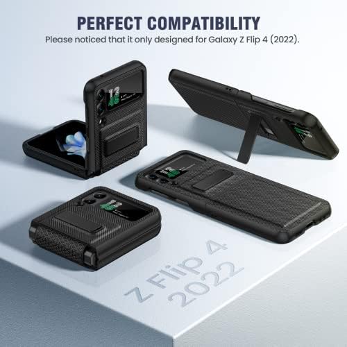 Caka para Samsung Z Flip 4 Case, Galaxy Z Flip 4 5G Case com Protetor de Câmera de Kickstand & Lens Protection e Hinge