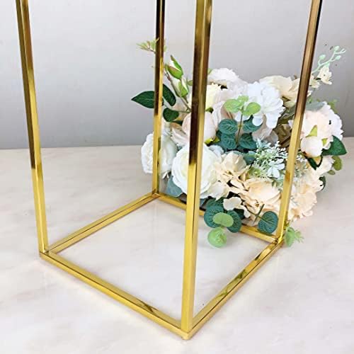 10pcs de 23,6 polegadas Vaso de metal stand brilhante stand de flor de casamento de ouro, peça central geométrica de casamento para