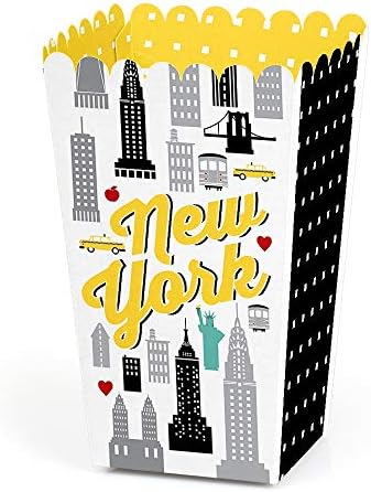 Big Dot Of Happiness NYC Cityscape - Partido da cidade de Nova York Favor Favory Treat Boxes - Conjunto de 12