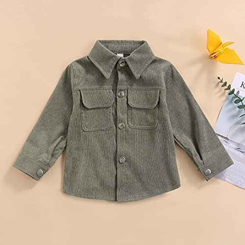 Camisetas de menina de menino bebê outono capa de veludo de viludo de inverno para baixo botão para baixo camisa de cor de cor sólida de cor sólida