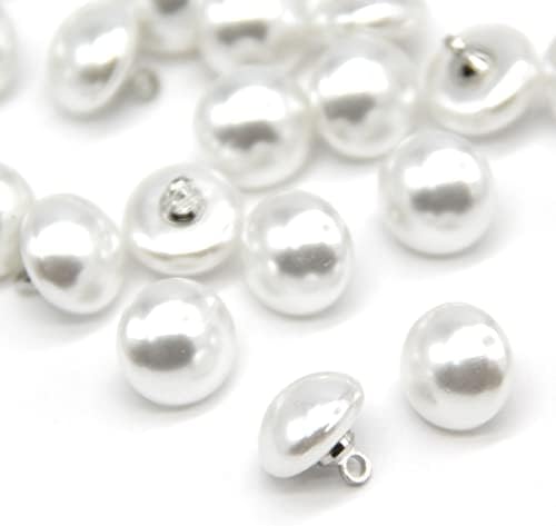 Botões de pérolas semicírculos de cogumelos de 10mm de 10 mm, botões de pérolas falsas brancas para costura, camisas, saias, vestidos de noiva, decorações de jóias, artesanato de bricolage)