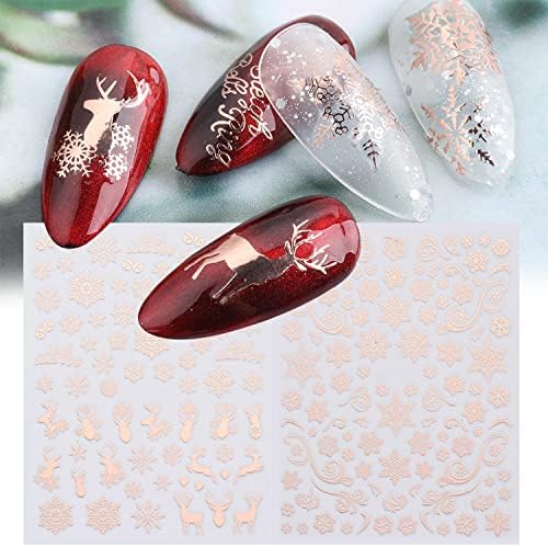 Jerclity 9 folhas de natal adesivos de arte adesivos Auto-adesivo pegatinas uñas navidad natal árvore snowflake rena decals de unhas