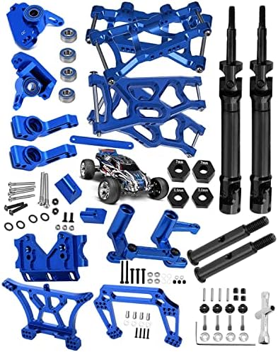 Atualizações de eixos de acionamento por acionamento HoPSUPRC Parte para 1/10 Rustler 2WD VXL, braço traseiro dianteiro da liga, bloco de rodízio, blocos de direção, portadores de eixos traseiros, torre de choque, escrivaninha de direção, antepara, azul, azul