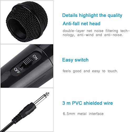 Microfone portátil Ashata, microfone portátil de bobina portátil, microfone dinâmico com fio para karaokê, voz clara, resistente e confiável