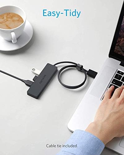 Mokuru 4-Porta USB 3.0 Hub, Hub Ultra-Slim Data USB com cabo estendido de 2 pés [Carregamento suportado], para MacBook,