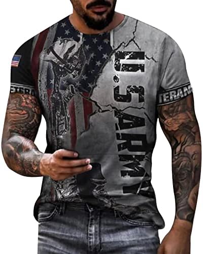 MASHUI MEN CHISTIMAS MATHEM MONES Mens Tees de gráficos Camiseta casual 3D 4 de julho Padrão de bandeira Plus Size Mens Turtleneck