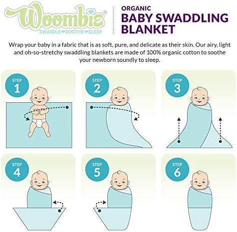 Woombie Organic Baby Swadling Blain | Baby leve para meninas ou meninos | Bebê orgânico recebendo cobertor, hortelã