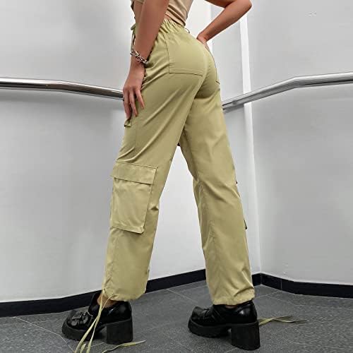 Calças casuais para mulheres longas 2023 Calças de carga Mulher relaxada roupas folgadas calças pretas da cintura alta zíper
