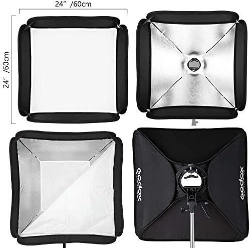 Godox Softbox portátil dobrável 60cm x 60cm/24 x 24 para monte de arco de flash de estúdio de fotografia de câmera