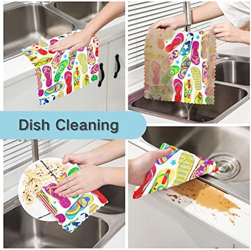 Cataku chinelos coloridos panos de prato de cozinha para lavar louça reutilizável pano de pano toalhas de pano de microfibra