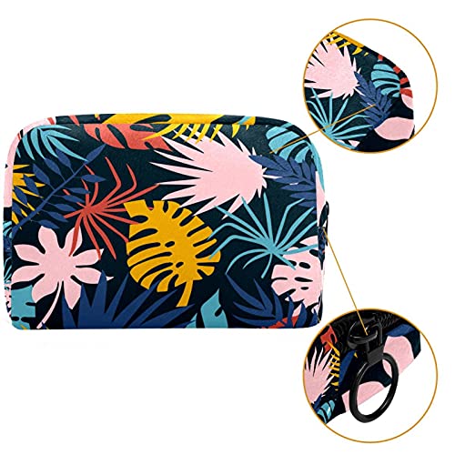 Bolsa de higiene pessoal Bolsa de lava -lava de maquiagem cosmética com zíper Folhas tropicais coloridas Padrão para