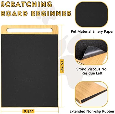 Homerays Bamboo Dog Scratch Pad para unhas, medo grátis para unhas, tesoura de unhas Alternativa, conjunto de presentes para