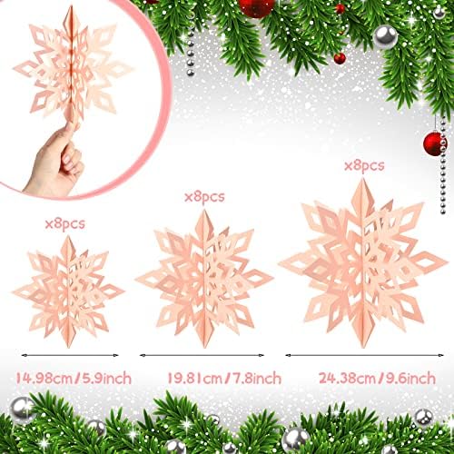 24 peças 3d pendurado natal de natal decorações de flocos de neve de inverno búfalo xadrez de neve de floco de neve