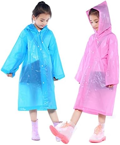 Capa de chuva para crianças, crianças chuvam ponchos reutilizáveis ​​emergência para camping caminhando viajando mochila