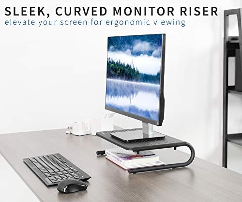 Vivo Black Ergonomic Computer Monitor, impressora e laptop Riser Stand com metal ventilado 14,5 polegadas plataforma Stand-V000E