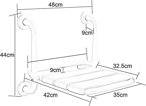 Assento de chuveiro dobrável eroolu, com apoios de braço, salva-parede de parede banheiros bate-papo idosos de mobilidade de mobilidade