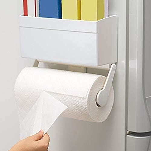 YFQHDD Toalha de papel magnética para geladeira com prateleira de armazenamento, monta segurança na geladeira e nas superfícies