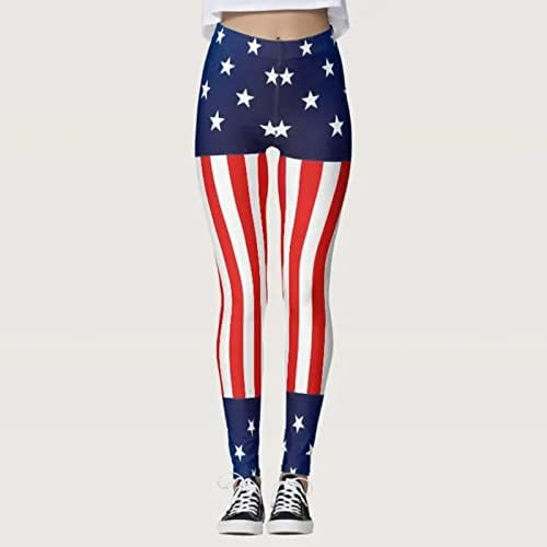 American Flag Patriótico Patriótico Legging Mulheres de cintura alta American Flag.
