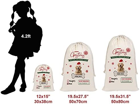 Funny português água sacos de saques de cachorro personalizados com tecido de natal com carteira de natal para linho
