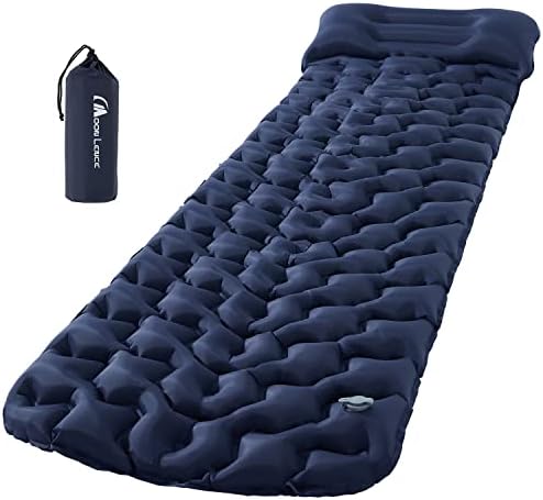 Moon Lence Sleeping Pad para acampar, tapete inflável para dormir com travesseiro, compacto colchão de acampamento à prova d'água