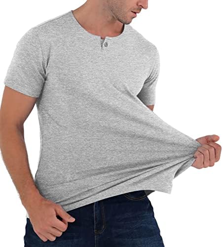 Camiseta Henley masculina de Nitagut, camisa muscular de botão de botão, camisa de algodão esbelta