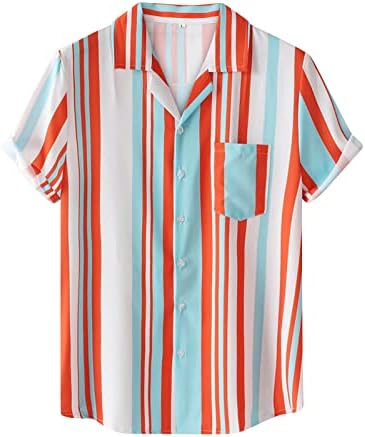 Camisas masculinas férias havaianas masculinas top listrado listrado camisa de manga curta listrada camisa para homens