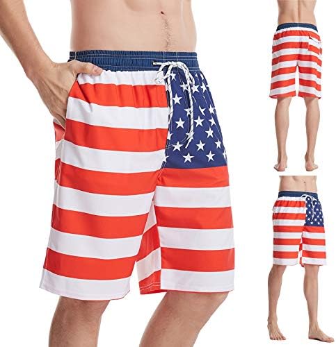 Mens shorts shorts de verão casual rápido estampe estrias de estampa de estampa de baú de natação 4 de julho Funnywear roupas de banho