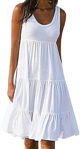 Vestidos femininos sem mangas um vestido de linha vestido de camiseta casual de verão boho vestido de praia estampado de praia de manga curta de manga curta