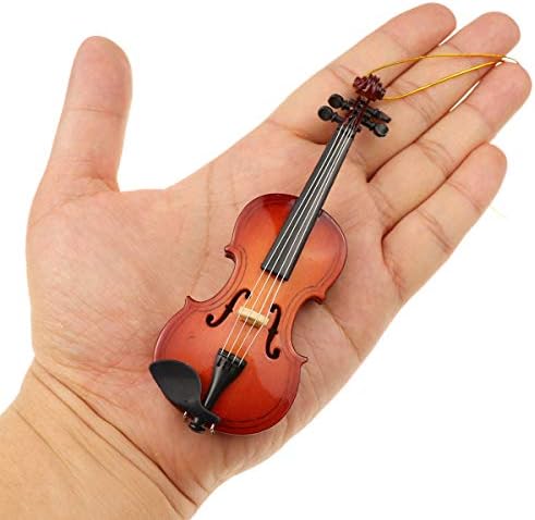 Dselvgvu String Miniature Violin Ornament Mini Music Instrument Réplica Holiday Tree Ornament Christmas