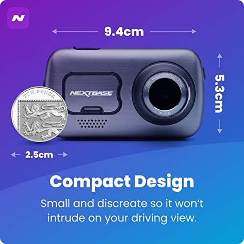 NextBase 622GW Dash Cam Full 4K/30FPS UHD Gravação na câmera DVR de carro- 140 ° front- wi-fi, GPS, Bluetooth- Super Slow Motion