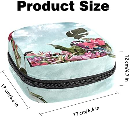 Bolsa de armazenamento de guardanapos sanitários de Oryuekan, bolsas de zíper menstrual reutilizável portátil, bolsa de armazenamento de tampões para mulheres meninas, plantas tropicais modernas Flor Papagant flamingo