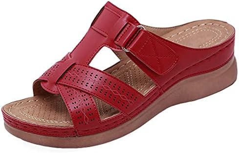 Sandálias para mulheres Summer Hollow Out Slip na plataforma Sapatos Romanos Confortável Arco Suporte Função de Massa de Cunha