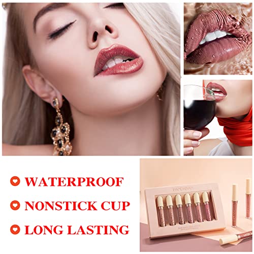 NVLEPTAP 6PCS Batom líquido fosco Conjunto de lábios de manchas de lábios de nude