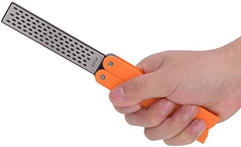East Buy Knife Sharpner, portátil portátil dobrável Duas-lados de pedra de cozinha Sharpener Sharpener Orange