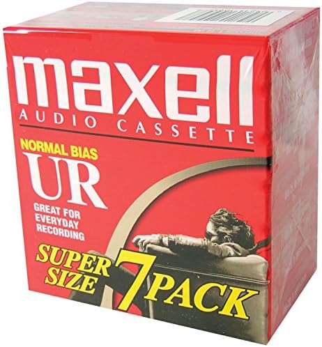Maxell 108575 projetado de maneira ideal para pacote de tijolos de gravação de voz com superfície de baixo ruído - cassetes de áudio de 90 minutos, 7 fitas por pacote