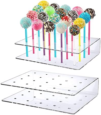 2pcs acrílico lollipop titulares bolo pop stand, 20 buracos bolo clear bolo pop stand pollipop para festa de aniversário de