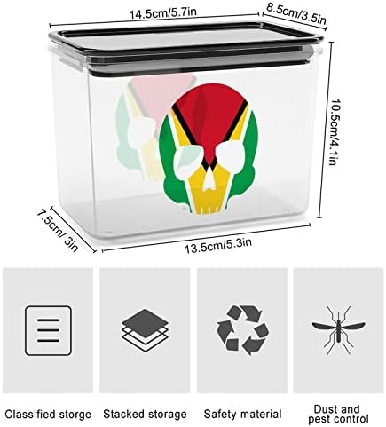 Guiana Skull Skull Storma Storage Recectadores Caixa de plástico transparente com tampas de caixas reutilizáveis ​​para