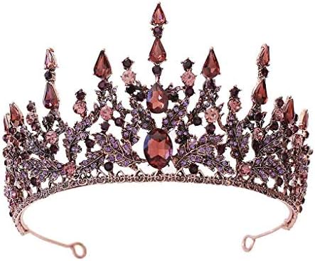 Coroa de casamento roxo de Olbye Tiara Barroce Rhinestone Crystal Crown Band Crowns e Tiaras para mulheres e meninas