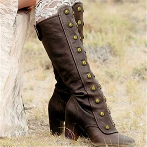 Botas longas para mulheres joelheiras botas altas moda lateral booties de salto alto sapatos retrô boots altos boots