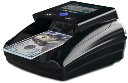 Detectalia Detectalia 7 pontos Detector de contas falsificadas para USD e EUR em dinheiro em 4 -Way - Máquina de contador de dinheiro com exibição de cores TFT e de detecção falsa - testada pelo Banco Central Europeu