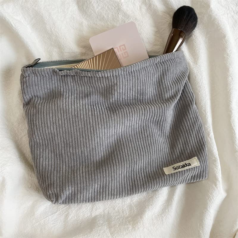 Lydztion Cremy White Daisy Makeup Bag Bag de cosméticos para mulheres, sacos de maquiagem de lona de grande capacidade Viagem Bolsa de higiene pessoal Organizador