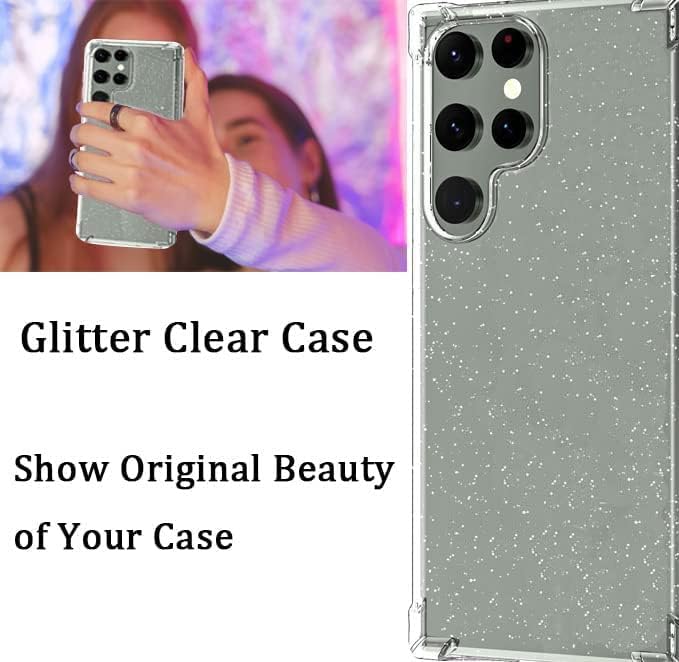Naokifu Compatível com Samsung Galaxy S23 Ultra Caso, Glitter Clear Shop Choffof Sweet Galaxy S23 Ultra 5G Telefone Casos de telefone