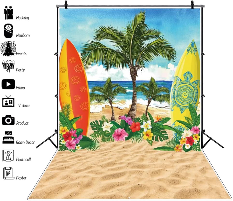 Summer praia cenário de praia tropical litoral de areia de areia de praia árvores de coco de cenário de surf cenário floral azul
