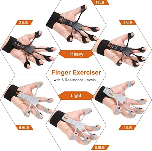 Fortalecedor de dedos, treinador de força de aderência à mão, exercícios de dedo de 6 níveis resistentes, fortalecedor de mão