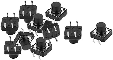 Aexit 10pcs 4 interruptores industriais Terminais Motores momentâneos Tato tato de botão tátil interruptor de botão 12mmx12mmx12mm