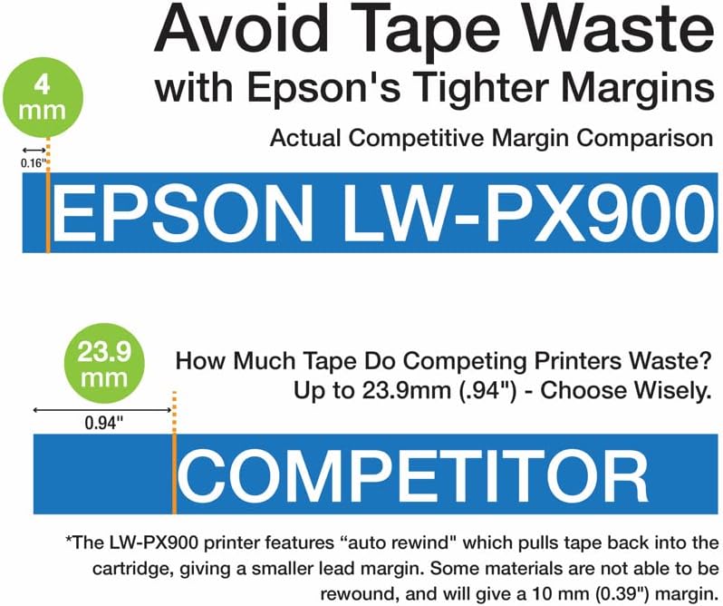 Labelworks Epson LW -PX900 Industrial Label Maker - Impressora portátil portátil compatível com todos os tipos de fita Epson PX