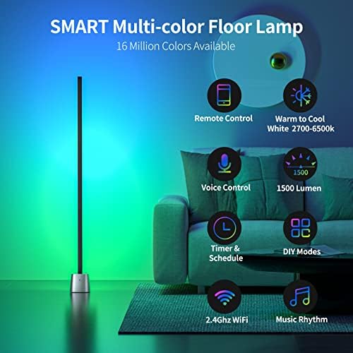 FITOP RGB LED LED PISO SMART CAIN LAMP, Mudança de cores com controle de aplicativos, modo DIY e tempo e sincronização musical